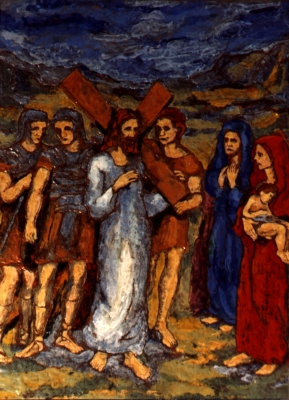 Jesus begegnet den weinenden Frauen